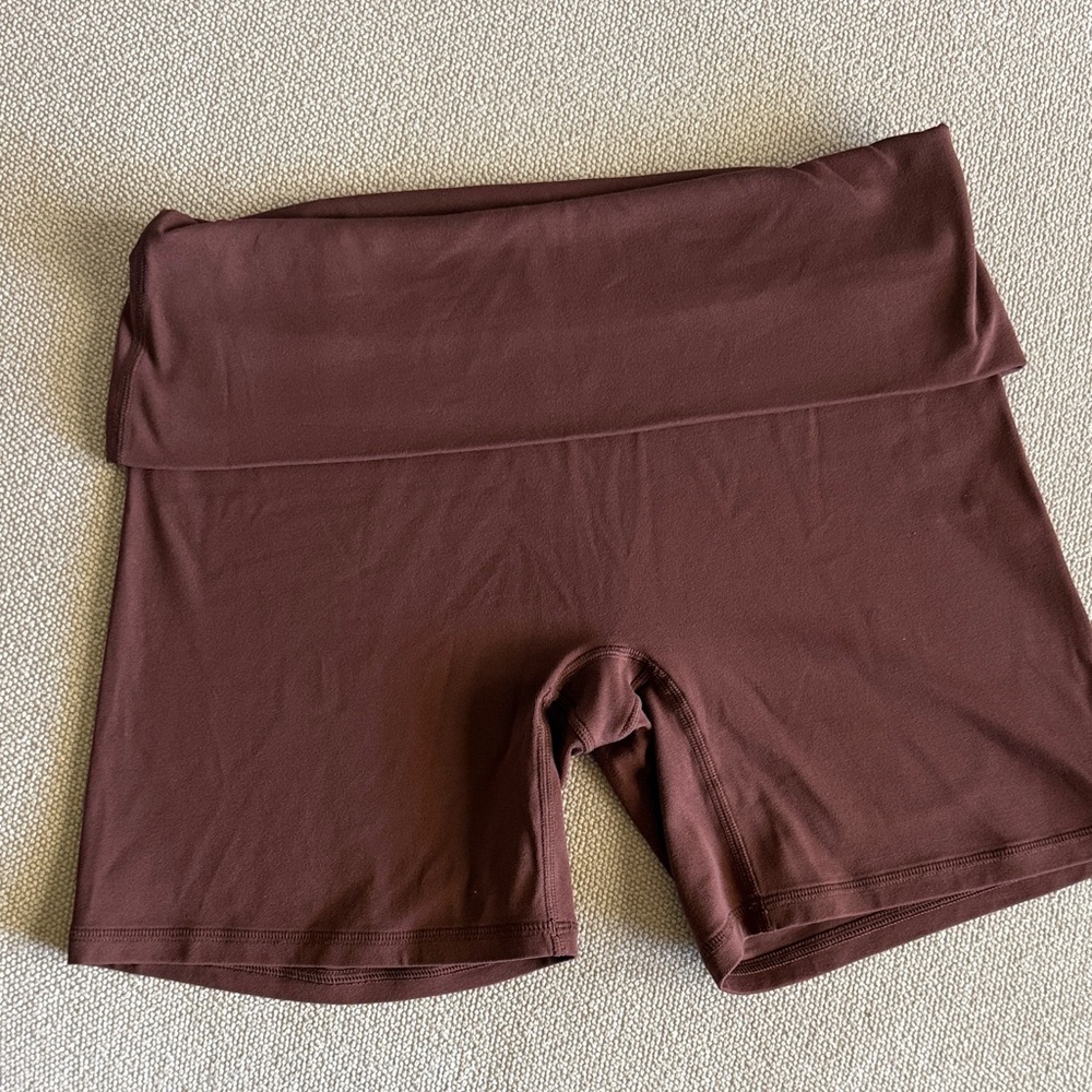 Oner Active Foldover High-Waist Bike Shorts - Chocolate Brown